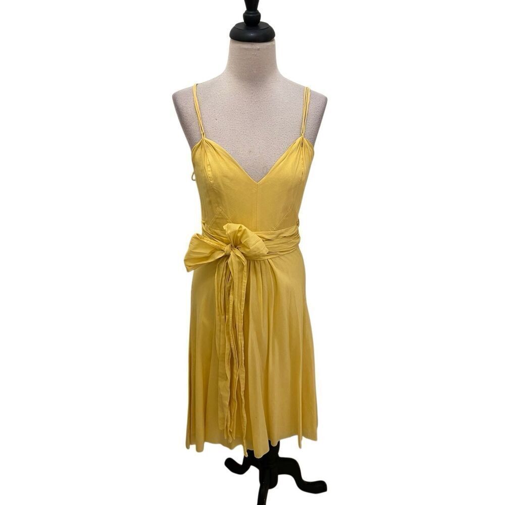 Banana Republic Women's V Neck Lined Sleeveless Flare Mini Dress Yellow Size 2